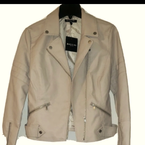 Baccini Womens Polyurethane Leather Jacket Moto Biker Full-Zip Size:M Color mush - Picture 7 of 11